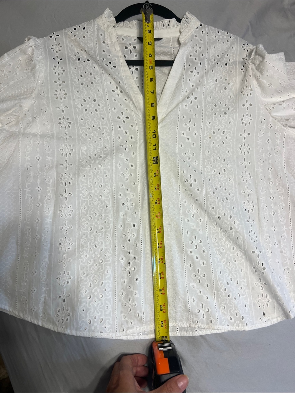 Zara Eyelet Button-Front Puff Sleeve Top - Picture 11 of 13